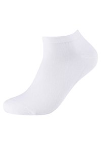 Calzino bianco alla caviglia con una texture a coste e punta senza cuciture. Il design presenta una silhouette a taglio basso adatta per l'uso quotidiano.