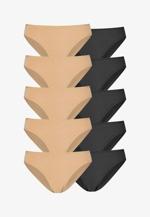 Confezione di otto slip in cotone di due colori: quattro beige chiaro e quattro neri. Design classico con vita elasticizzata e texture liscia.