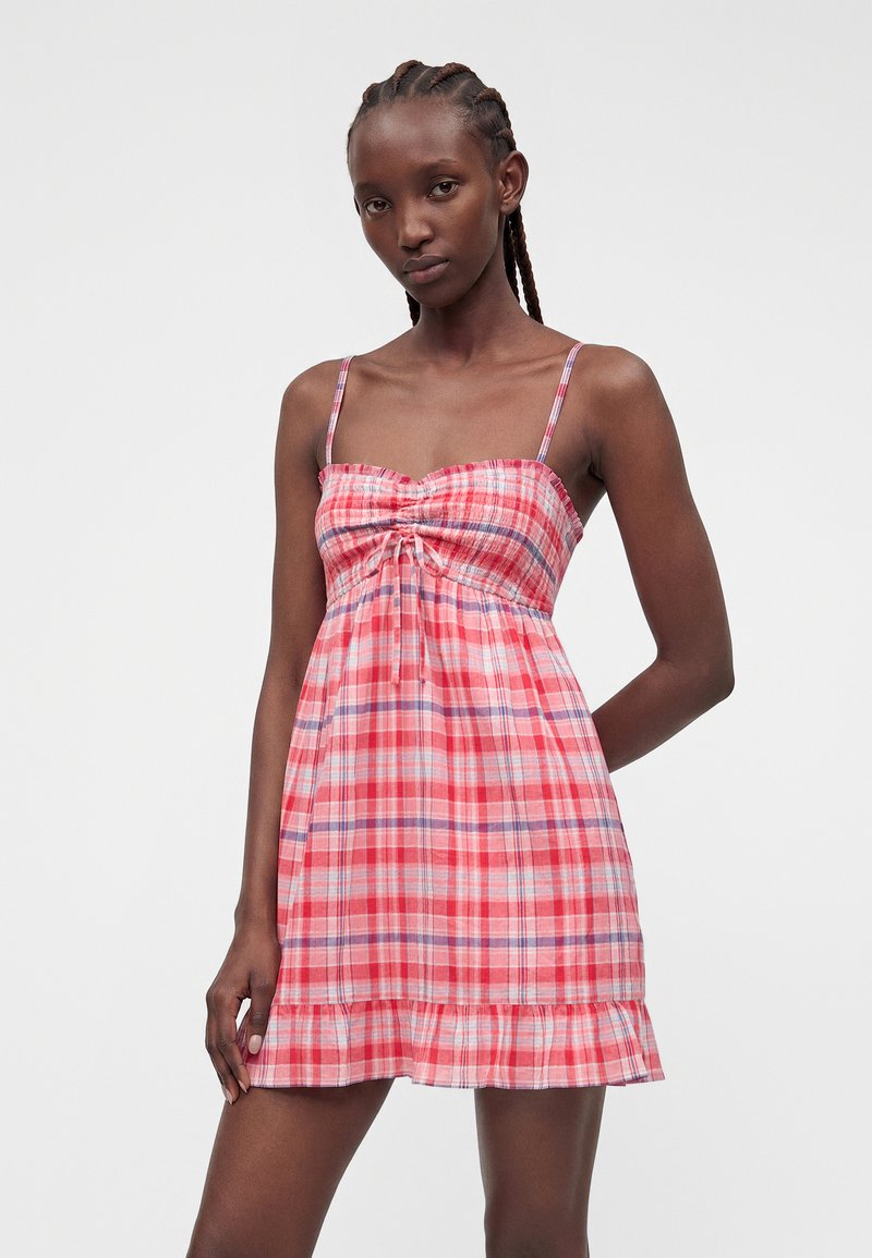 hollister plaid mini dress Womens Hollister Pink Button Through Mini Dress L (US 12-14)