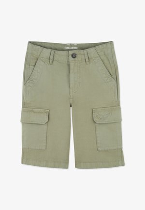 Khaki cargoshorts met twee zijzakken, twee grote cargozakken en geborduurde details. Gemaakt van lichtgewicht katoenen stof.
