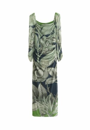 KEW COLLECTION SQUARE NECK LONG SLEEVE  - Maxi ruha - navy and green floral