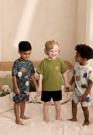Next, REGULAR FIT - SHORT PYJAMAS HAPPY FACE 3 PACK .SET - Nachtwäsche Set - black green stone happy face