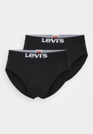 Czarne bawełniane majtki z elastycznym paskiem z logo. Dwie pary wystawione z gładką teksturą i klasycznym designem.