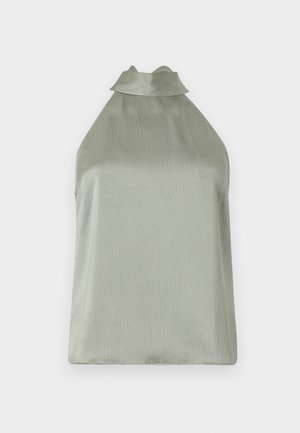 Halter neck topp i myk, teksturert lys grønn stoff med en subtil glans, med en attraktiv krage og en løs passform.