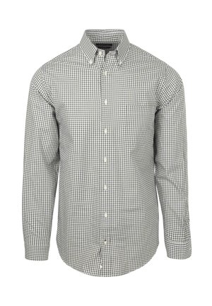 Gingham blouse met lange mouwen in zwart-wit, met een button-down kraag, voorkeurszak en een getailleerde pasvorm.