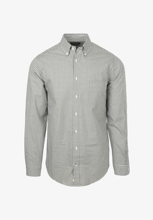 Gingham blouse met lange mouwen in zwart-wit, met een button-down kraag, voorkeurszak en een getailleerde pasvorm.