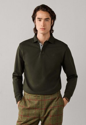 Hackett London, HACKETT LONDON POLO SHIRT WOVEN PLKT TRIM RUGBY - Polo - hunter green
