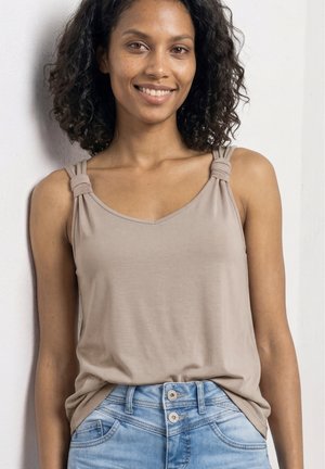 Street One, TOP MIT V-NECK UND KNOTENDETAIL - Débardeur - clay sand