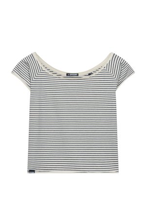 Superdry & Co, SUPERDRY BARDOT SHORT SLEEVE OFF SHOULDER - Camiseta estampada - richest navy stripe