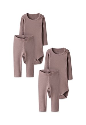 Name it, LANGARM BODY 2ER-SET DRUCKKNÖPFEN RUNDHALSAUSSCHNITT - Leggings - Hosen - pink-
