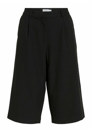 Svarte knelangde skreddersydde shorts med beltehemper og frontpliser, med VILA-merkelapp inne i linningen.