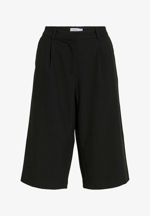 Fekete, térd alá érő, testhez álló rövidnadrág övbújtatókkal és elöl hajtásokkal, a derékpánt belső oldalán a VILA márkajelzéssel.