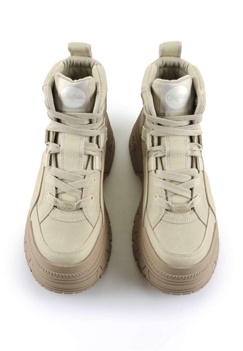 Camel Army Brown Numero Uno High Neck Shoes Buffalo Platform Ankle