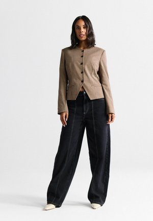 REGULAR FIT - MINI CHECK V-NECK  - Blazer - brown