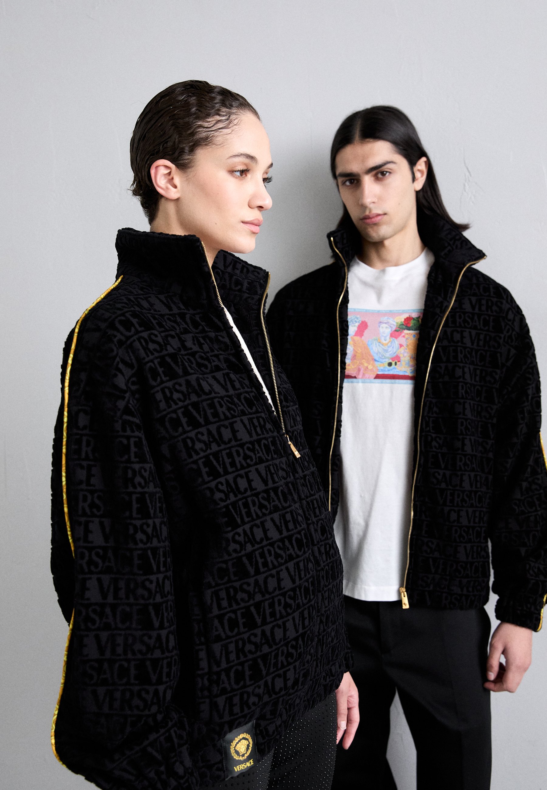 ジャケット・アウター VERSACE track jacket Versace Greca Print Striped Track Jacket Sz XLarge – Wopsters Closet