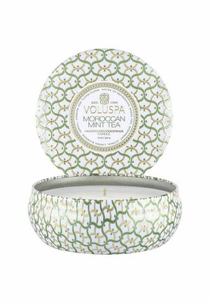 VOLUSPA 3-WICK CANDLE DECORATIVE TIN MOROCCAN MINT TEA 340G - Duftlys - white
