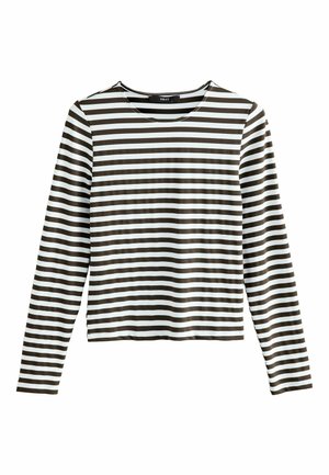 REGULAR FIT - SOFT TOUCH LONG SLEEVE  - Long sleeved top - chocolate brown ecru stripe