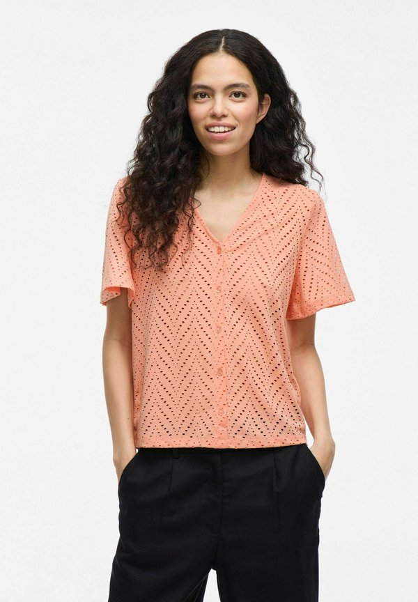 KURZARM VIDELAIA V-AUSSCHNITT - Bluse - cadmium orange