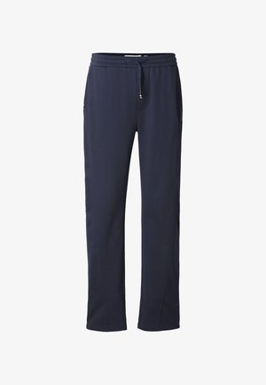 Marineblaue Jogginghose aus weichem Stoff, mit elastischem Bund und Kordelzug, Seitentaschen und geradem Bein.