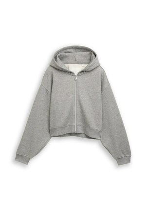 CROPPED HOODIE IN GLITZER-OPTIK - Zip-up sweatshirt - grey melange with glitter
