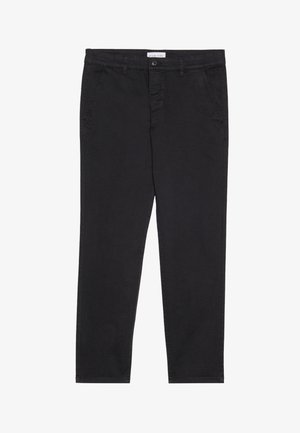 Zwarte katoenen broeken met een slim fit, voorzien van twee zijzakken en een sluiting met een voorknop. Geweven stof met subtiele.details.