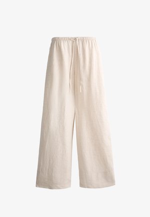 OYSHO, STRAIGHT-LEG PRINT TROUSERS - Broek - stone