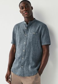 Next SHORT SLEEVE GRANDAD COLLAR - Hemd - navy blue