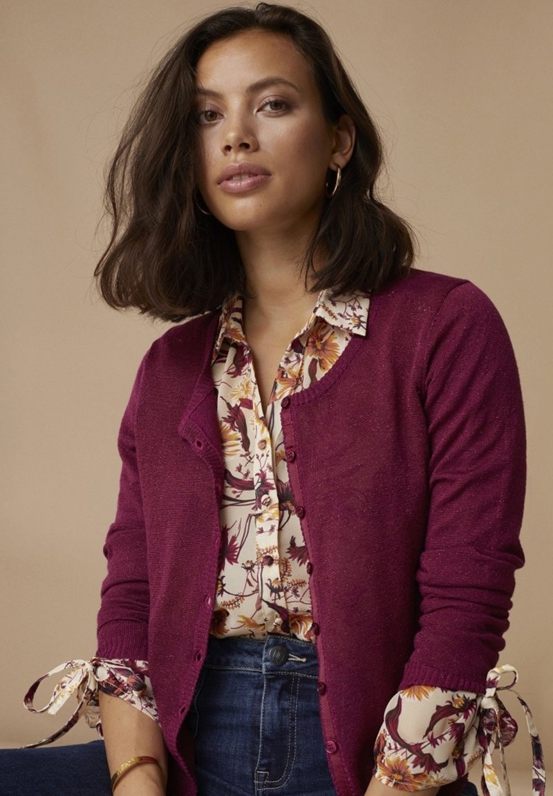 Minus MINEW LAURA CARDIGAN - Adīta jaka - fuchsia lurex