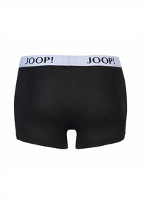 Boxer neri con vita elastica bianca che presenta il nome del marchio "JOOP!" in caratteri neri. Tessuto liscio e elasticizzato.
