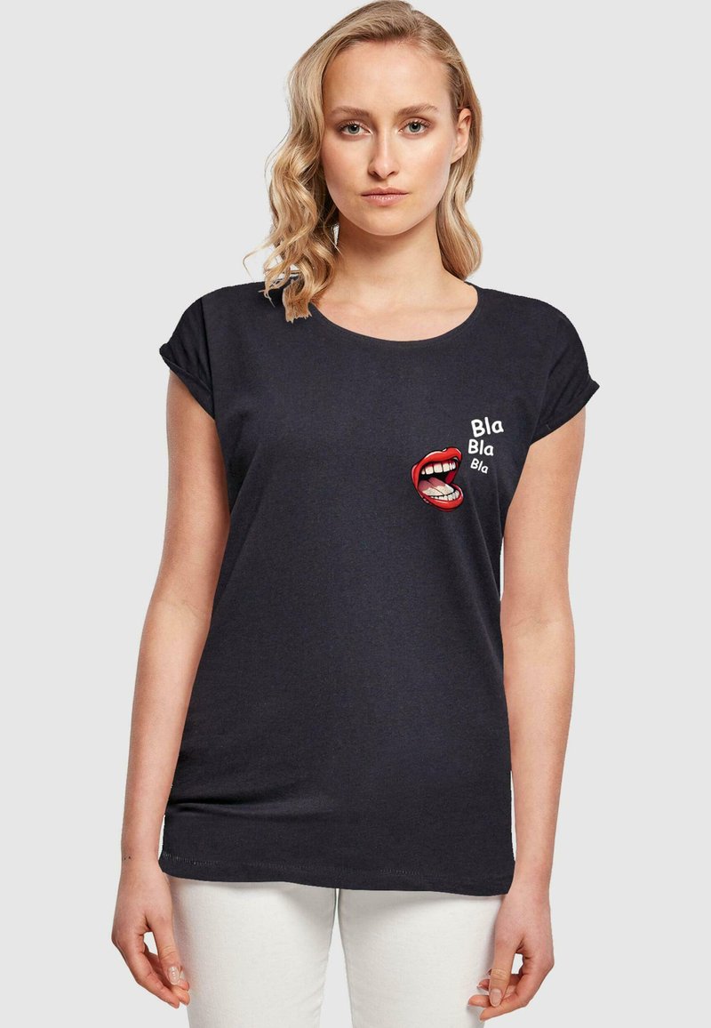 Merchcode BLA COMIC EXTENDED SHOULDER TEE - Marškinėliai su spaudiniu - navy