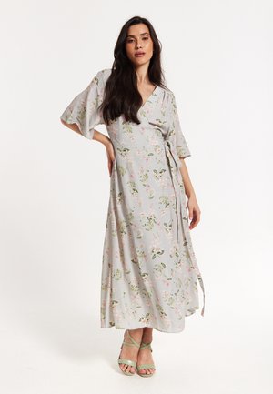 FLORAL KIMONO WRAP  - Maxi dress - grey