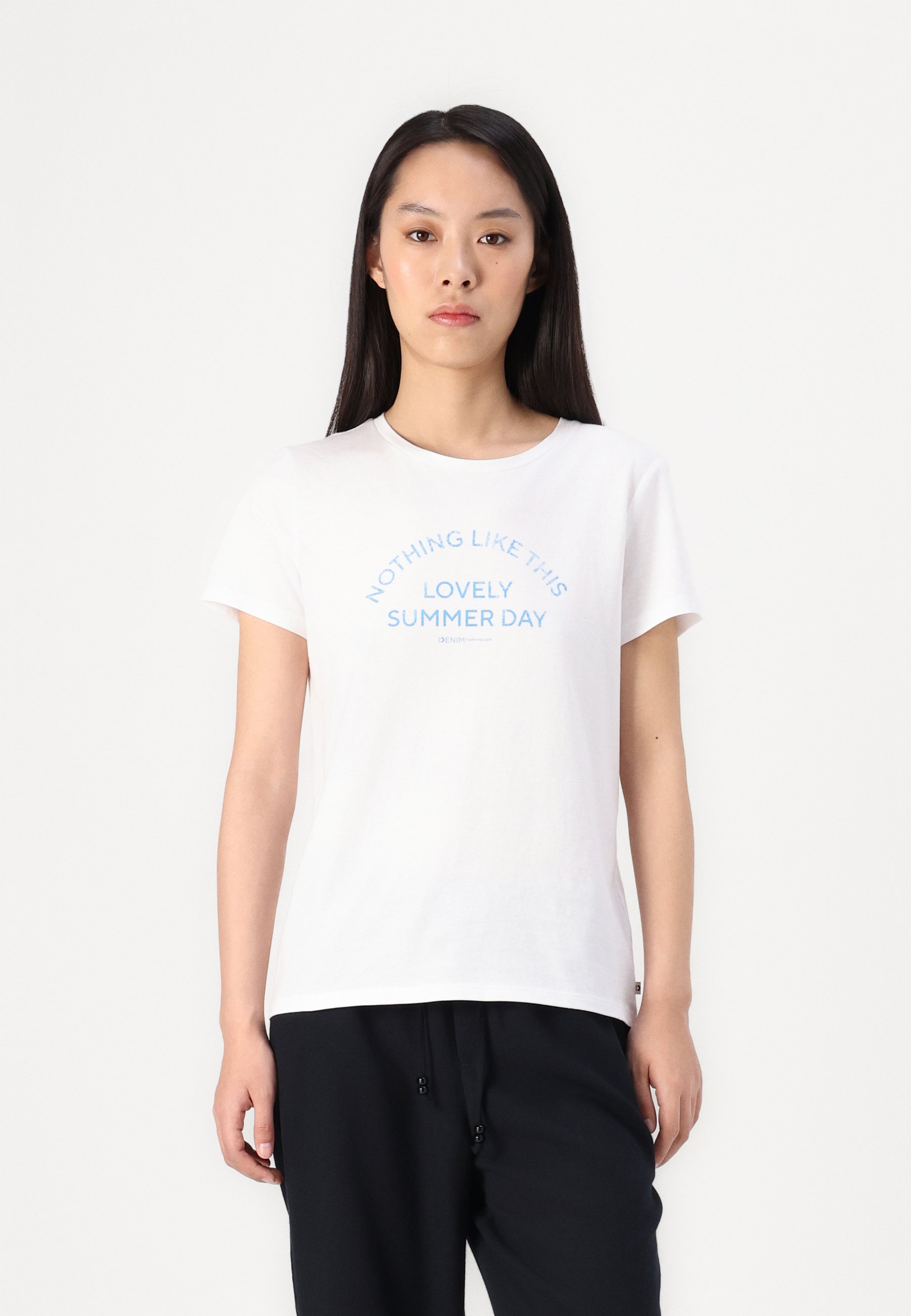 TOM TAILOR Denim Maglietta Basic Donna Con Stampa - Maniche Corte, Girocollo - Vestibilità Regolare - 3