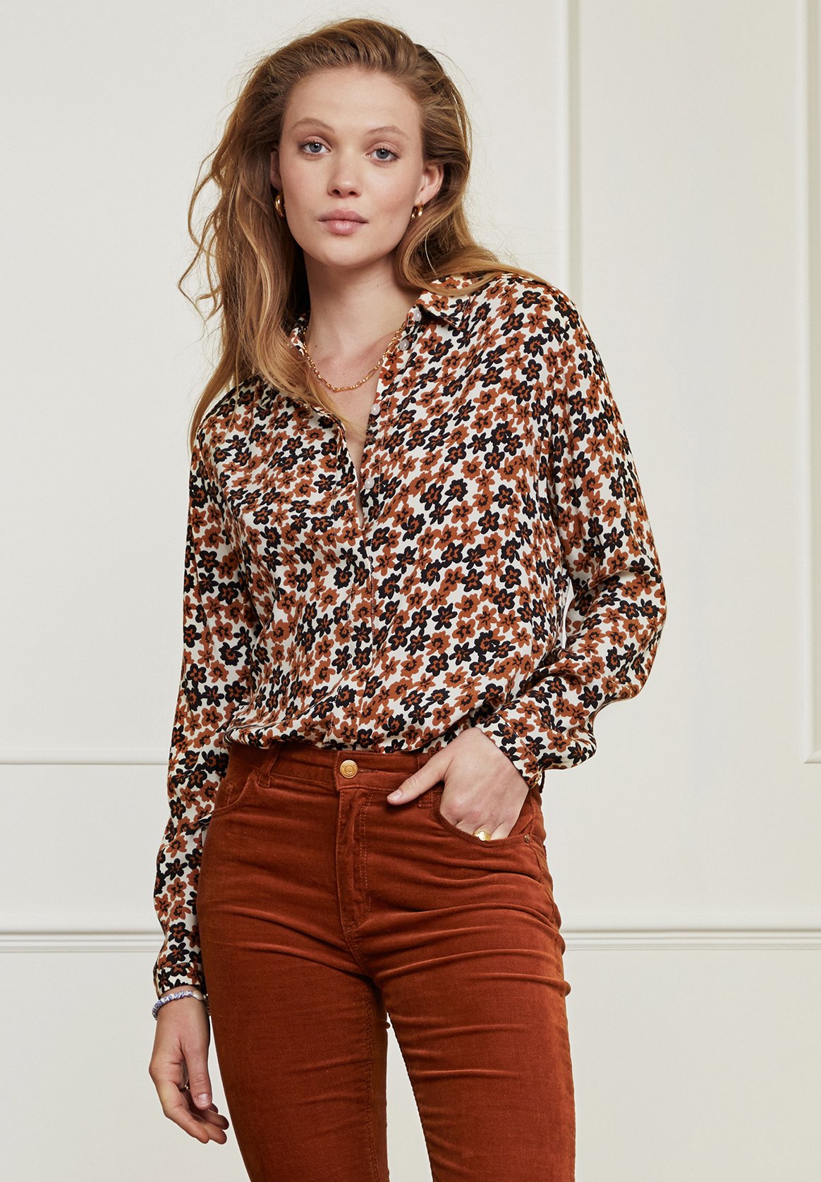 Fabienne Chapot SUNRISE - Overhemdblouse - cream white/cognac/Cognac -  Zalando.nl
