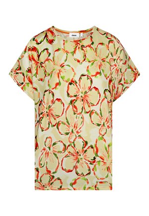 MIT BLUMEN-PRINT - Print T-shirt - beige red