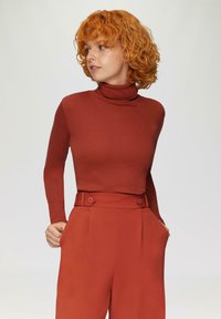 QS MIT ROLLKRAGEN - Langarmshirt - rostrot