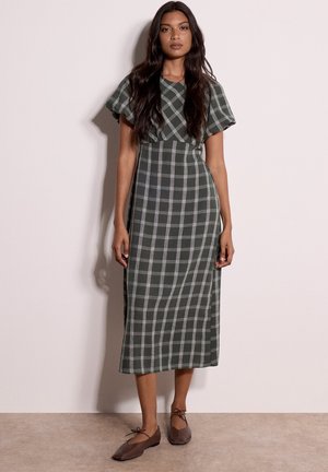 Apricot, CHECK PRINT MIDAXI DRESS - Φόρεμα ημέρας - pine green
