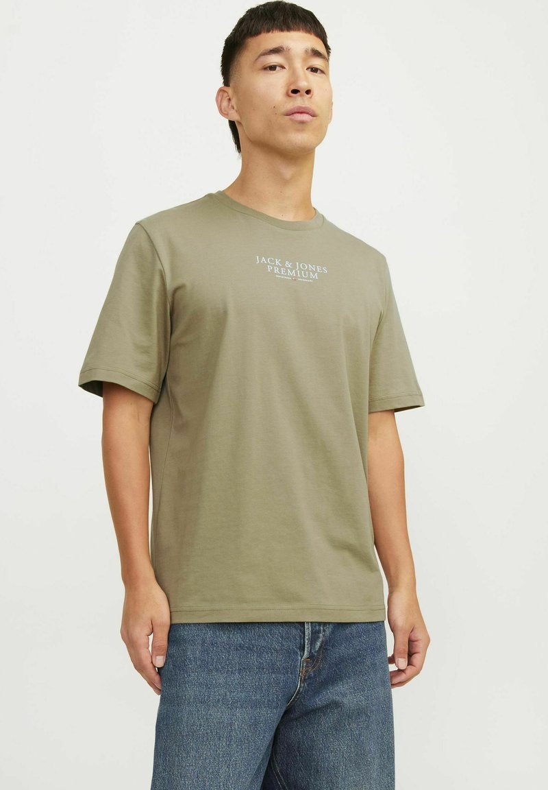 Jack & Jones PREMIUM JPRBLUARCHIE SS CREW NECK NOOS - T-Shirt print - aloe