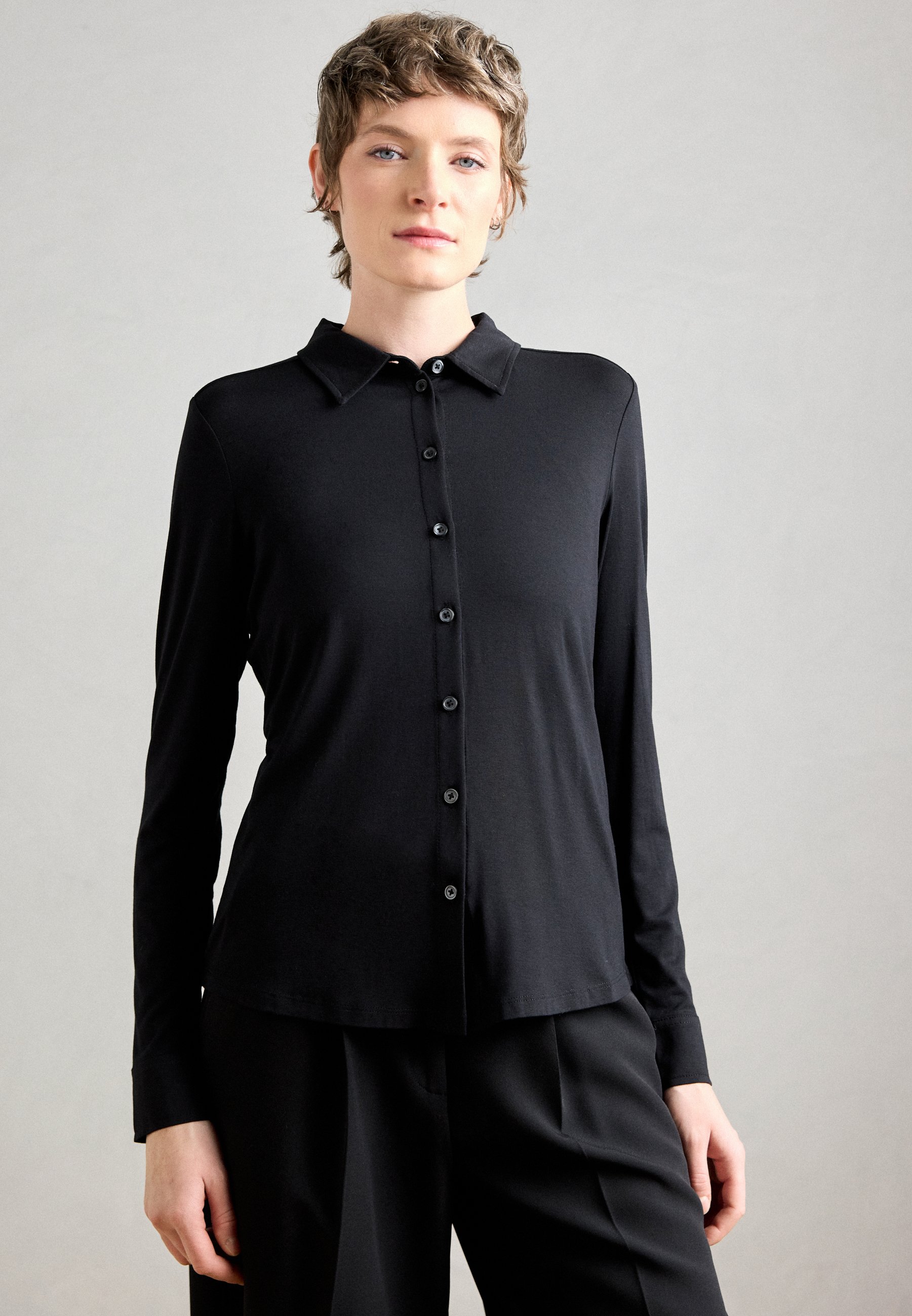 Camicie da donna in cotone 100%, camicette con bottoni, tinta unita
