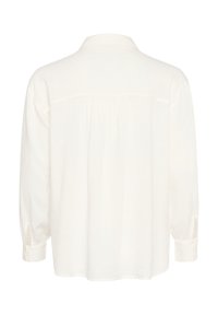 Witte lange mouwen shirt met een rug yoke-detail, plooien en knoopmanchetten. Gemaakt van lichtgewicht stof met een gladde textuur.