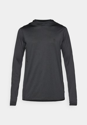 Tumehallist kangast pika varrukaga spordipusa, mis omab minimalistlikku disaini, pehmet tekstuuri ja väikest logo rinnal.