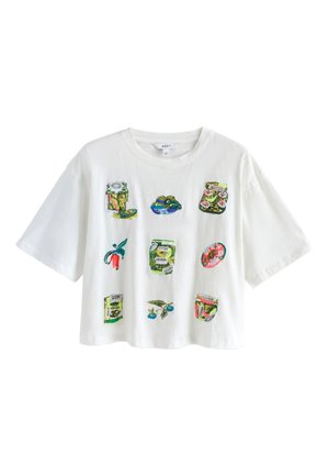 Next, REGULAR FIT - SEQUIN EMBELLISHED GRAPHIC PICKLES CREW NECK - Trükipildiga T-särk - white