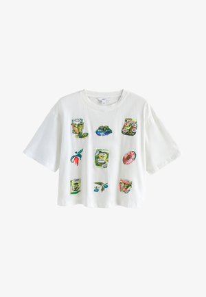Next, REGULAR FIT - SEQUIN EMBELLISHED GRAPHIC PICKLES CREW NECK - Trükipildiga T-särk - white