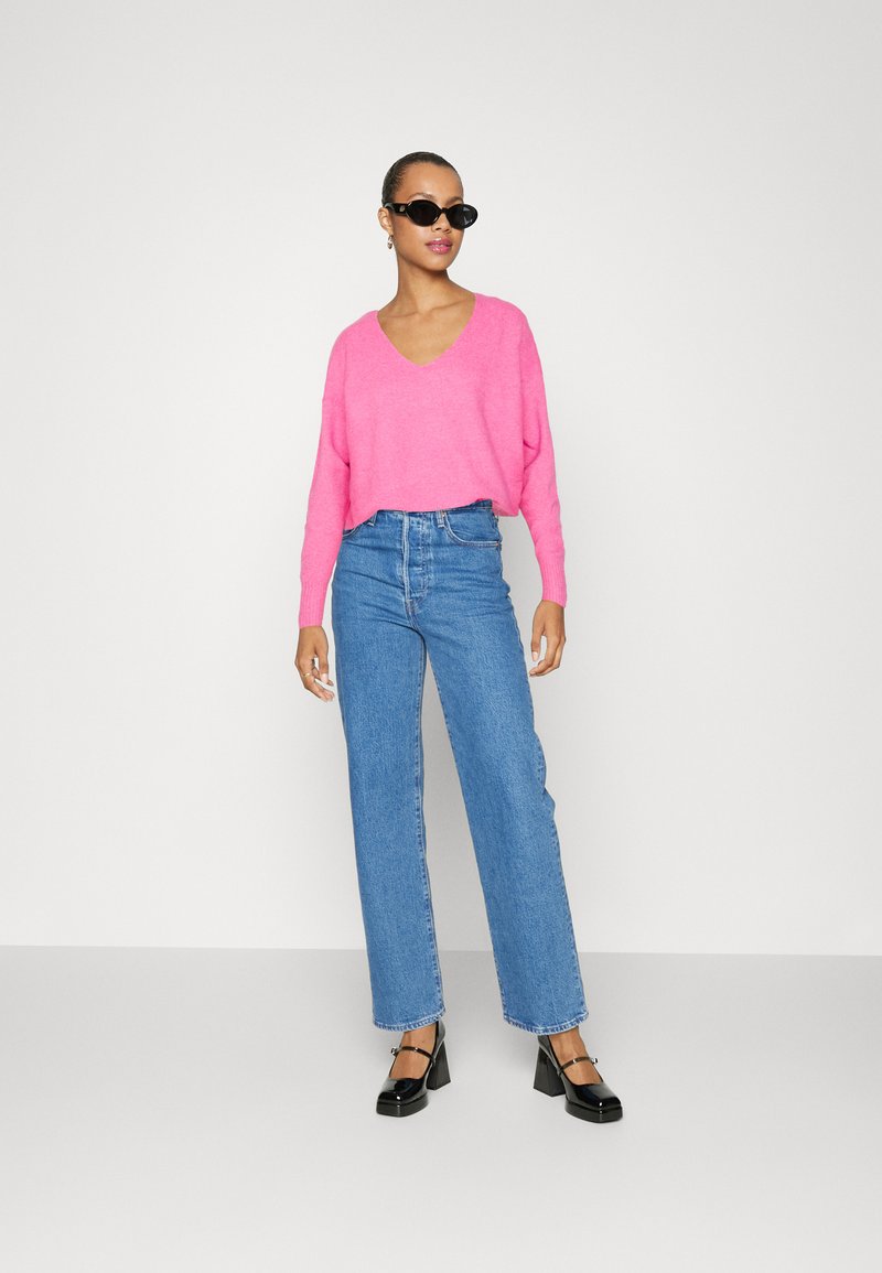 ONLY ONLRICA LIFE L/S V-NECK - Pulóver - azalea pink