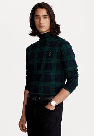 PLAID SOFT COTTON ROLL NECK - Maglietta a manica lunga - black/green