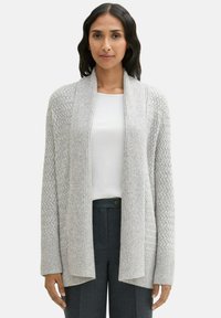 TOM TAILOR MIT STRUKTUR - Strickjacke - morning grey melange