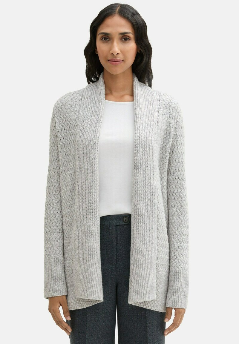 TOM TAILOR MIT STRUKTUR - Strickjacke - morning grey melange