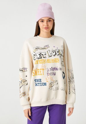 CREW NECK  GRAFFITI PRINTED  - Sudadera - beige