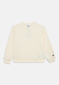 Φανελάκι κρέμα με κεντημένο λογότυπο "Champion", στρογγυλή λαιμόκοψη, μακριά μανίκια, ριμπ μανσέτες και τελείωμα. Περιλαμβάνει διακοσμητικό λογότυπο στο μανίκι.