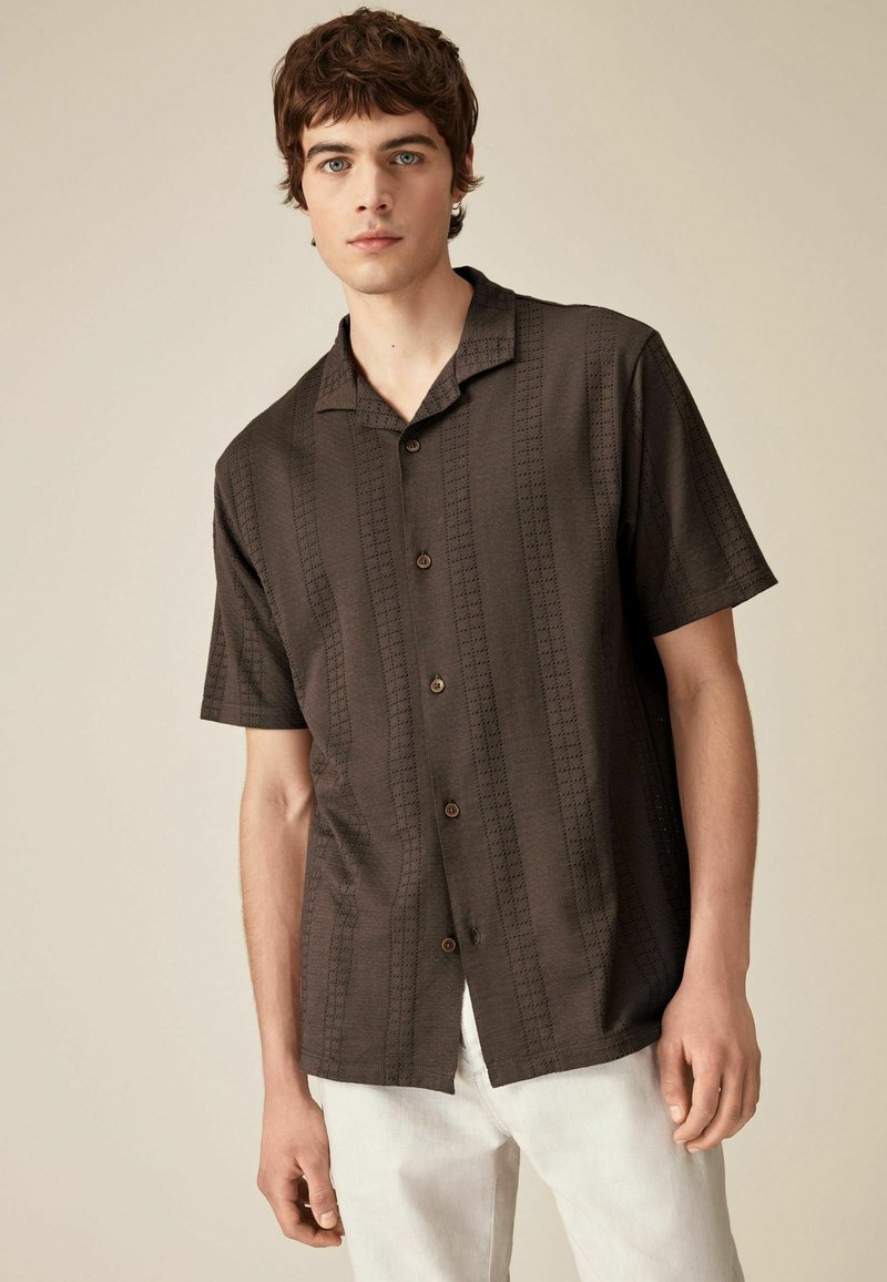 Next TEXTURED SHORT SLEEVE - Majica - brown
