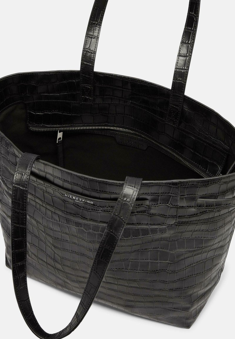 Paper Bag Tote Liebeskind Tasche Schwarz Kroko Optik Liebeskind